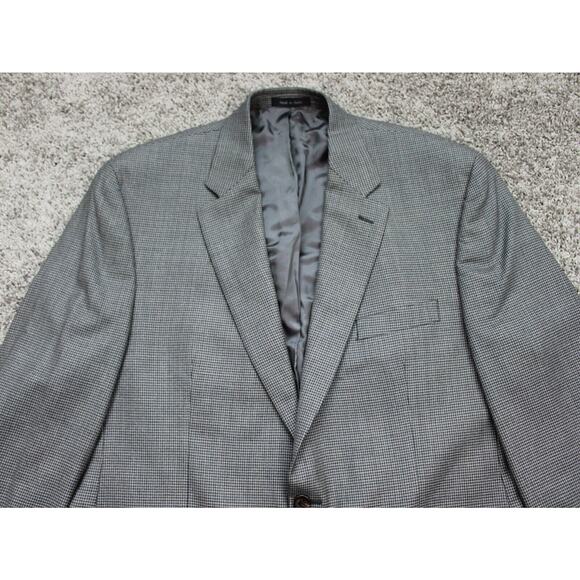 Lauren Ralph Lauren Blazer Mens 44L Gray Houndstooth Wool Sport Coat Jacket - Picture 2 of 11